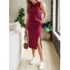 imageEVALESS WomenS 2 Piece Outfits Dressy Casual 2025 Summer Tank Top and Midi Skirt Matching SetsBurgundy