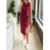 imageEVALESS WomenS 2 Piece Outfits Dressy Casual 2025 Summer Tank Top and Midi Skirt Matching SetsBurgundy