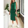 imageEVALESS WomenS 2 Piece Outfits Dressy Casual 2025 Summer Tank Top and Midi Skirt Matching SetsDark Green