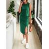 imageEVALESS WomenS 2 Piece Outfits Dressy Casual 2025 Summer Tank Top and Midi Skirt Matching SetsDark Green
