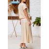 imageEVALESS Womens 2 Piece Sets Skirt Outfits Casual Short Sleeve Knit Tops Matching ALine Midi Skirts Dresses Lounge SetBeige