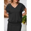imageEVALESS Womens 2 Piece Sets Skirt Outfits Casual Short Sleeve Knit Tops Matching ALine Midi Skirts Dresses Lounge SetBlack