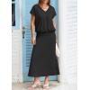 imageEVALESS Womens 2 Piece Sets Skirt Outfits Casual Short Sleeve Knit Tops Matching ALine Midi Skirts Dresses Lounge SetBlack