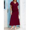 imageEVALESS Womens 2 Piece Sets Skirt Outfits Casual Short Sleeve Knit Tops Matching ALine Midi Skirts Dresses Lounge SetBurgundy