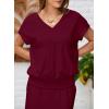 imageEVALESS Womens 2 Piece Sets Skirt Outfits Casual Short Sleeve Knit Tops Matching ALine Midi Skirts Dresses Lounge SetBurgundy