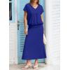 imageEVALESS Womens 2 Piece Sets Skirt Outfits Casual Short Sleeve Knit Tops Matching ALine Midi Skirts Dresses Lounge SetDark Blue