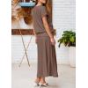 imageEVALESS Womens 2 Piece Sets Skirt Outfits Casual Short Sleeve Knit Tops Matching ALine Midi Skirts Dresses Lounge SetDark Brown