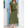 imageEVALESS Womens 2 Piece Sets Skirt Outfits Casual Short Sleeve Knit Tops Matching ALine Midi Skirts Dresses Lounge SetJungle Green
