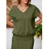 imageEVALESS Womens 2 Piece Sets Skirt Outfits Casual Short Sleeve Knit Tops Matching ALine Midi Skirts Dresses Lounge SetJungle Green
