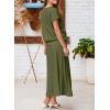 imageEVALESS Womens 2 Piece Sets Skirt Outfits Casual Short Sleeve Knit Tops Matching ALine Midi Skirts Dresses Lounge SetJungle Green