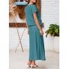 imageEVALESS Womens 2 Piece Sets Skirt Outfits Casual Short Sleeve Knit Tops Matching ALine Midi Skirts Dresses Lounge SetLake Green