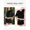 imageEVALESS Womens 2 Piece Sets Summer Casual Short Sleeve Tops Matching Drawstring Mini Skirt Going Out Lounge OutfitsBlack