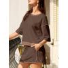 imageEVALESS Womens 2 Piece Sets Summer Casual Short Sleeve Tops Matching Drawstring Mini Skirt Going Out Lounge OutfitsDark Brown