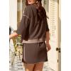 imageEVALESS Womens 2 Piece Sets Summer Casual Short Sleeve Tops Matching Drawstring Mini Skirt Going Out Lounge OutfitsDark Brown