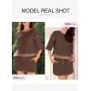 imageEVALESS Womens 2 Piece Sets Summer Casual Short Sleeve Tops Matching Drawstring Mini Skirt Going Out Lounge OutfitsDark Brown