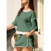 imageEVALESS Womens 2 Piece Sets Summer Casual Short Sleeve Tops Matching Drawstring Mini Skirt Going Out Lounge OutfitsGreen