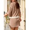 imageEVALESS Womens 2 Piece Sets Summer Casual Short Sleeve Tops Matching Drawstring Mini Skirt Going Out Lounge OutfitsKhaki