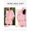 imageEVALESS Womens 2 Piece Sets Summer Casual Short Sleeve Tops Matching Drawstring Mini Skirt Going Out Lounge OutfitsPink