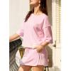 imageEVALESS Womens 2 Piece Sets Summer Casual Short Sleeve Tops Matching Drawstring Mini Skirt Going Out Lounge OutfitsPink