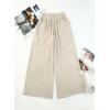 imageEVALESS Womens Casual Wide Leg Pants Flowy Elastic Drawstring Waist Palazzo Pants with PocketsBeige