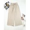 imageEVALESS Womens Casual Wide Leg Pants Flowy Elastic Drawstring Waist Palazzo Pants with PocketsBeige