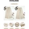 imageEVALESS Womens Casual Wide Leg Pants Flowy Elastic Drawstring Waist Palazzo Pants with PocketsBeige