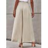 imageEVALESS Womens Casual Wide Leg Pants Flowy Elastic Drawstring Waist Palazzo Pants with PocketsBeige