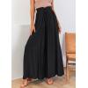imageEVALESS Womens Casual Wide Leg Pants Flowy Elastic Drawstring Waist Palazzo Pants with PocketsBlack