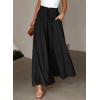 imageEVALESS Womens Casual Wide Leg Pants Flowy Elastic Drawstring Waist Palazzo Pants with PocketsBlack