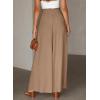 imageEVALESS Womens Casual Wide Leg Pants Flowy Elastic Drawstring Waist Palazzo Pants with PocketsKhaki