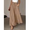 imageEVALESS Womens Casual Wide Leg Pants Flowy Elastic Drawstring Waist Palazzo Pants with PocketsKhaki