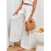 imageEVALESS Womens Casual Wide Leg Pants Flowy Elastic Drawstring Waist Palazzo Pants with PocketsWhite