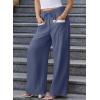 imageEVALESS Womens Palazzo Pants Summer Casual Flowy Wide Leg 2025 Lounge Trousers Beach Travel Vacation OutfitsDark Grey