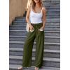 imageEVALESS Womens Palazzo Pants Summer Casual Flowy Wide Leg 2025 Lounge Trousers Beach Travel Vacation OutfitsJungle Green