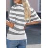 imageEVALESS Womens Short Sleeve Sweaters Tops Trendy Crewneck Striped Hollow Out Knit T Shirts Casual Summer BlousesGray Stripe