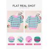 imageEVALESS Womens Short Sleeve Sweaters Tops Trendy Crewneck Striped Hollow Out Knit T Shirts Casual Summer BlousesGreen Stripe