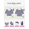 imageEVALESS Womens Short Sleeve Sweaters Tops Trendy Crewneck Striped Hollow Out Knit T Shirts Casual Summer BlousesNavy Stripe