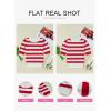 imageEVALESS Womens Short Sleeve Sweaters Tops Trendy Crewneck Striped Hollow Out Knit T Shirts Casual Summer BlousesRed Stripe