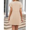 imageEVALESS Womens Summer Dresses Casual Round Neck Ruffle Short Sleeve Flowy A Line Mini Dress with PocketsApricot