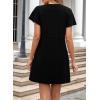 imageEVALESS Womens Summer Dresses Casual Round Neck Ruffle Short Sleeve Flowy A Line Mini Dress with PocketsBlack