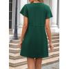 imageEVALESS Womens Summer Dresses Casual Round Neck Ruffle Short Sleeve Flowy A Line Mini Dress with PocketsBlackish Green