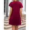 imageEVALESS Womens Summer Dresses Casual Round Neck Ruffle Short Sleeve Flowy A Line Mini Dress with PocketsBurgundy