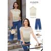 imageEVALESS Womens Tops Casual Summer Cap Short Sleeve Crochet Hollow Out Knit Sweater Vest Pullover TShirts Beach CoverupApricot