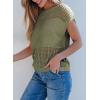 imageEVALESS Womens Tops Casual Summer Cap Short Sleeve Crochet Hollow Out Knit Sweater Vest Pullover TShirts Beach CoverupJungle Green