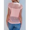 imageEVALESS Womens Tops Casual Summer Cap Short Sleeve Crochet Hollow Out Knit Sweater Vest Pullover TShirts Beach CoverupLight Pink