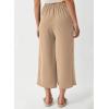 imageEVALESS Womens Wide Leg Palazzo Pants Work Casual Trousers Summer Elastic High Waisted Cute Side Tie Culottes with PocketsApricot