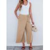 imageEVALESS Womens Wide Leg Palazzo Pants Work Casual Trousers Summer Elastic High Waisted Cute Side Tie Culottes with PocketsApricot