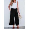 imageEVALESS Womens Wide Leg Palazzo Pants Work Casual Trousers Summer Elastic High Waisted Cute Side Tie Culottes with PocketsBlack