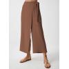 imageEVALESS Womens Wide Leg Palazzo Pants Work Casual Trousers Summer Elastic High Waisted Cute Side Tie Culottes with PocketsBrown