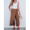 imageEVALESS Womens Wide Leg Palazzo Pants Work Casual Trousers Summer Elastic High Waisted Cute Side Tie Culottes with PocketsBrown